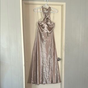 Birdy Grey Satin Halter Dress - Cream